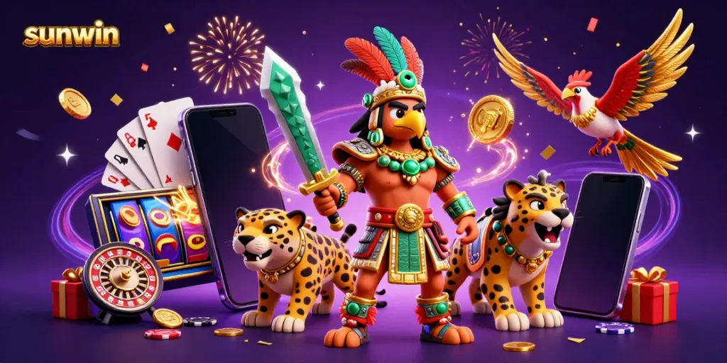 Experience the thrill of winning with sunwin in this captivating casino scene filled with dynamic game elements.