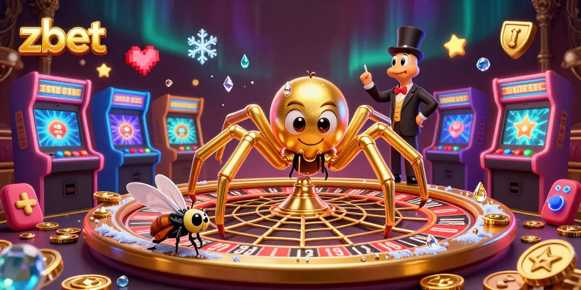 Place your bets at zbet with a playful scene featuring a spider and centipede in a vibrant casino