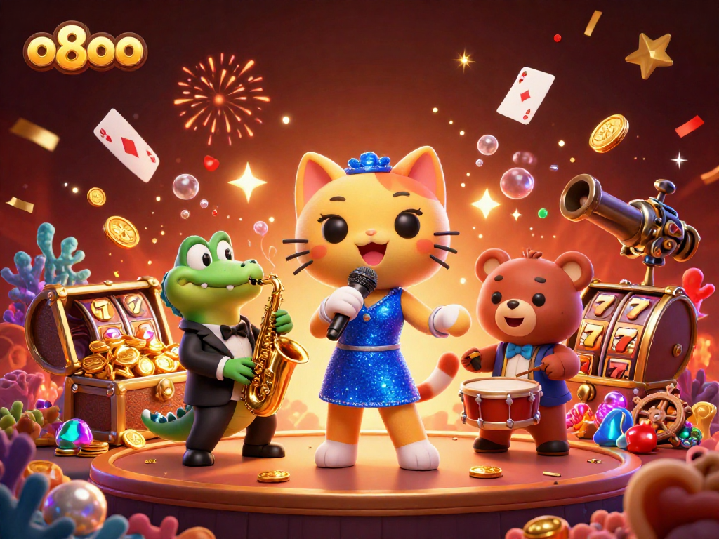 Engage with exciting gameplay at o8oo through vibrant 3D scenes of casino adventures.
