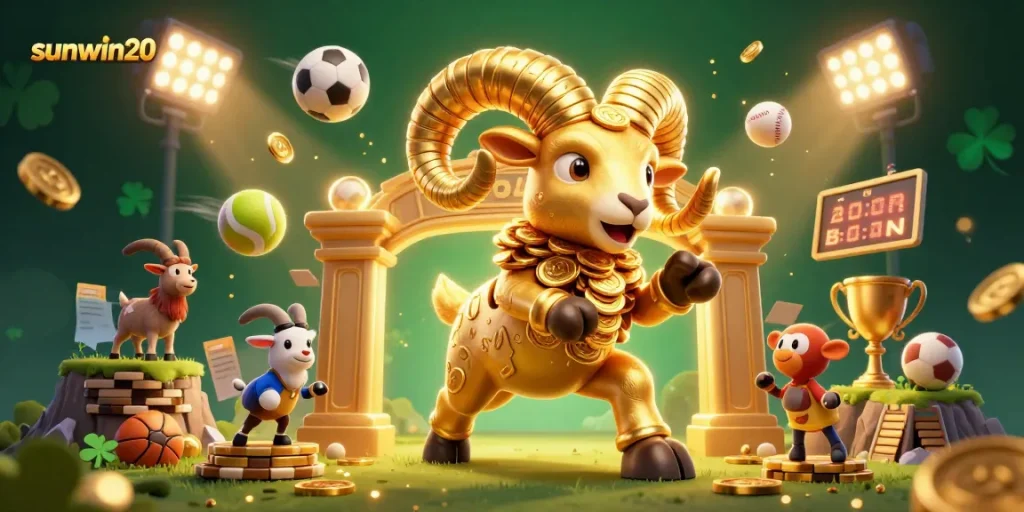 Engage with thrilling games on sunwin20 as the golden ram charges through cash gates, radiating excitement.